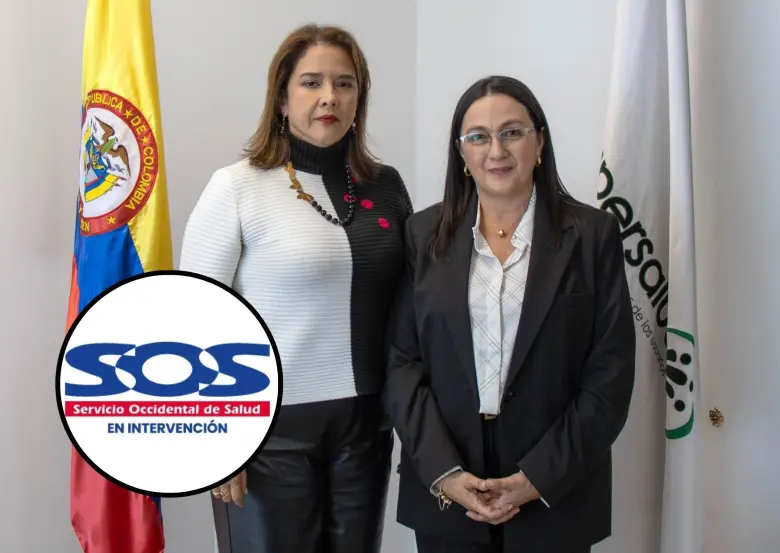 La superintendente de Salud María Andrea Godoy y la interventor de SOS, Sandra Jaramillo Ayala. FOTO CORTESÍA