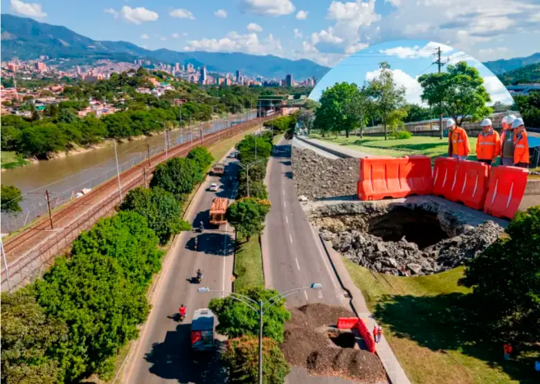 En mayo de 2023, un hundimiento súbito se presentó sobre la Avenida Paralela, a la altura de la calle 91, ocasionando el cierre total de la calzada occidental de esta importante vía. FOTO Cortesía
