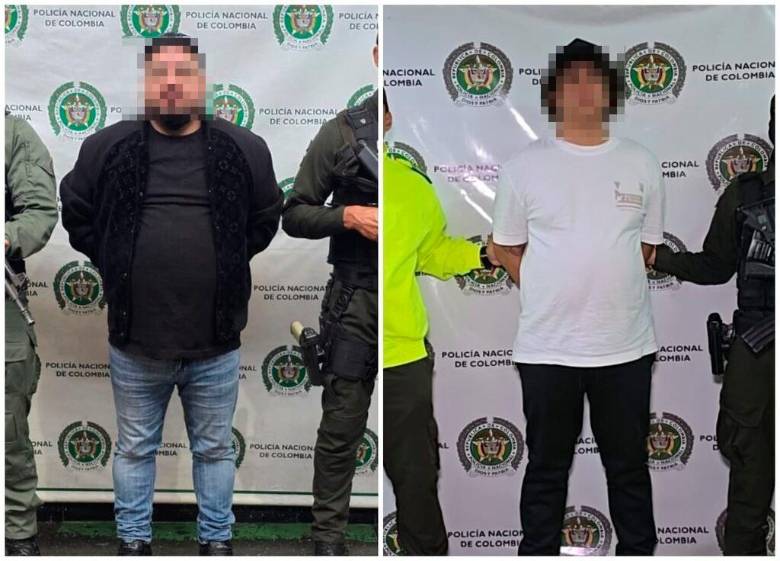 Los dos hombres fueron capturados y presentados ante las autoridades competentes para su judicialización. FOTOS: Cortesía Alcaldía de Medellín