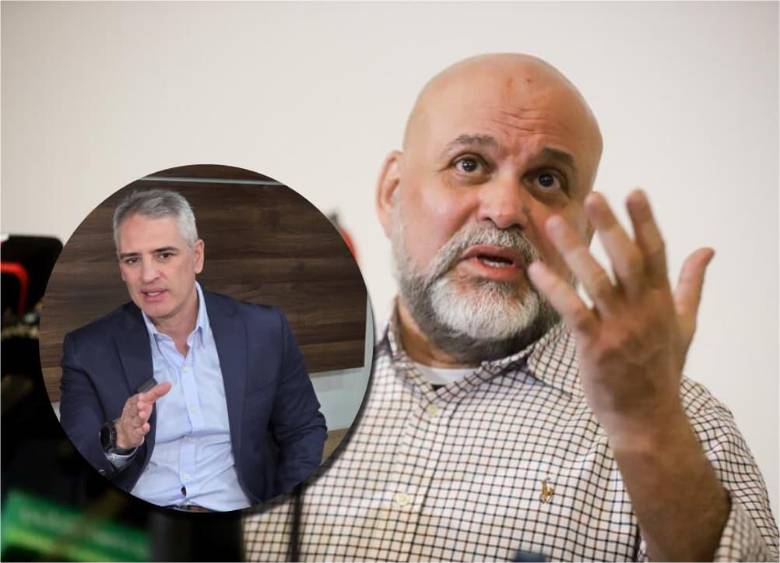 Atrás, Salvatore Mancuso. Adelante, el gobernador de Antioquia Andrés Julián Rendón. Fotos: Colprensa y EL COLOMBIANO.