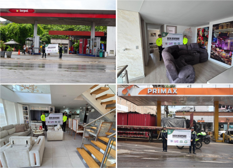 Inmuebles, vehículos y establecimientos comerciales estuvieron entre los bienes incautados por las autoridades. Fotos: cortesía.