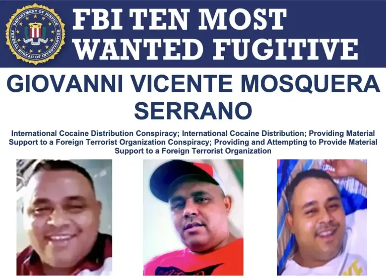 Giovanni Mosquera Serrano, alias El Viejo, figura en la lista de los más buscados del FBI. FOTO: FBI.