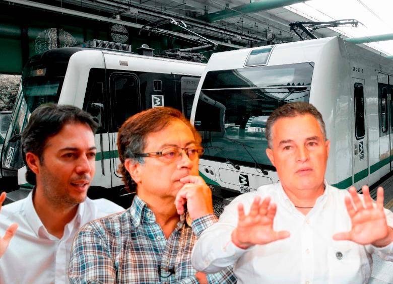 En el Metro de Medellín, hay una puja por nombrar a un nuevo gerente. De izquierda a derecha, el exalcalde de Medellín, Daniel Quintero; el presidente Gustavo Petro, y el gobernador de Antioquia, Aníbal Gaviria. FOTOS: ARCHIVO
