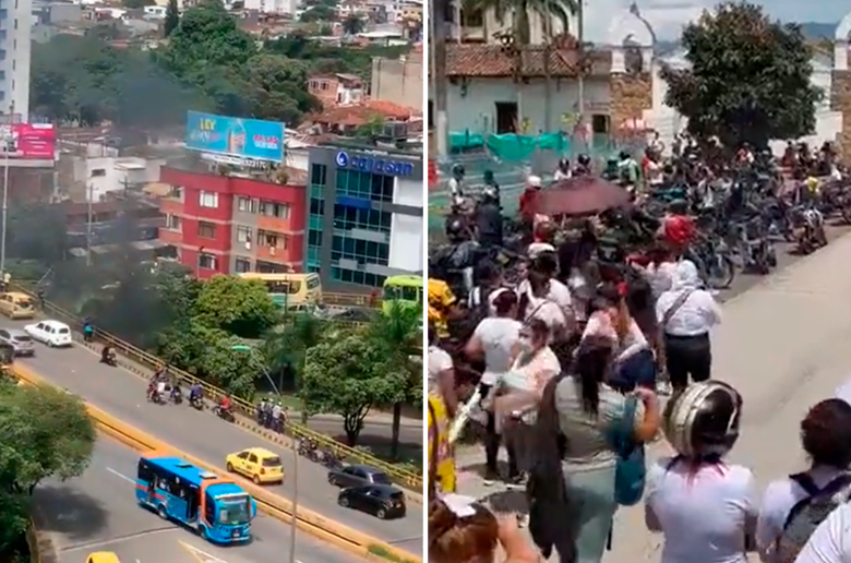Así fue el caos producido por las asonadas en las calles de Bucaramanga. FOTOS: CORTESÍA.