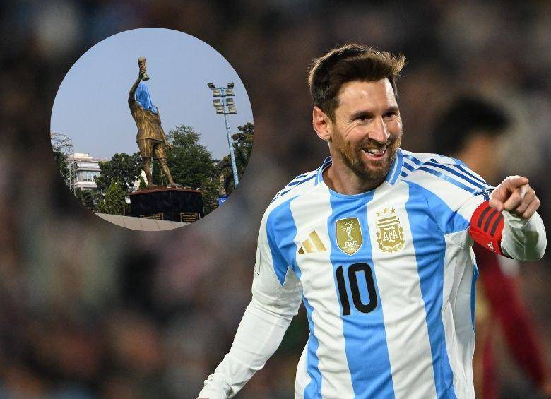 <span class="mln_uppercase_mln">India</span><b><span class="mln_uppercase_mln"> presentó una estatua de 21 metros dedicada a Lionel Messi. FOTO: AFP</span></b>