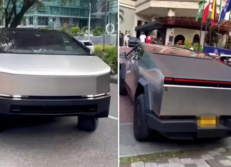 Usuarios en las redes sociales subieron algunos videos donde se muestra a este vehículo de Tesla recorriendo las principales calles de Medellín. FOTO: Tomada de redes.