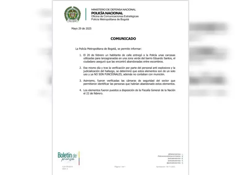 Informe de la Policía Metropolitana. Foto: Redes Sociales de la Policía.