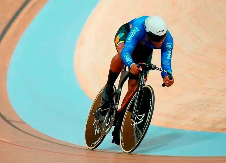 El ciclista vallecaucano Kevin Quintero suele entrenar en el velódromo Martín Emilio “Cochise” Rodríguez de Medellín. Foto: Getty