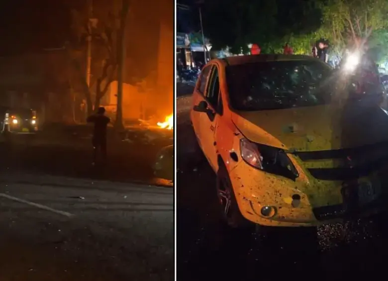 Carro bomba frente a estación de Policía en Los Patios, Norte de Santander. FOTOS: Capturas de video