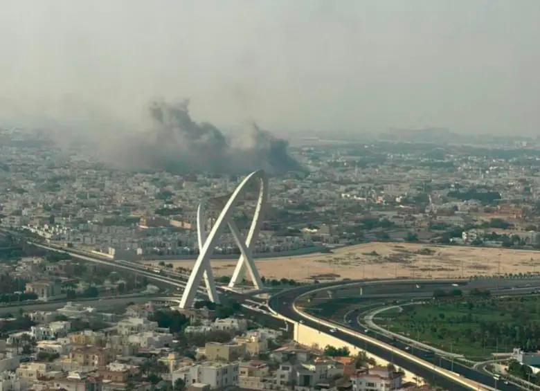 Este fue el momento del ataque de Israel al edificio de Qatar. FOTO @Marwa_Osman