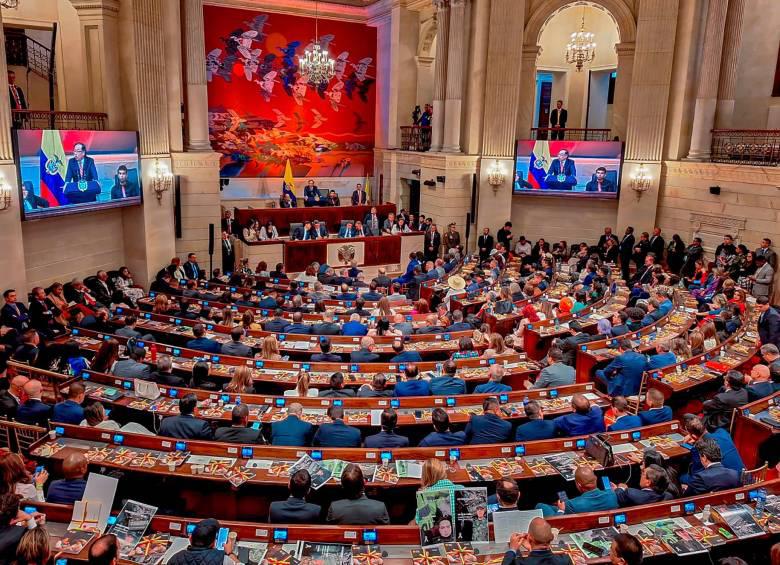 Congreso de la República de Colombia en medio de una intervención del presidente Gustavo Petro. FOTO: Colprensa
