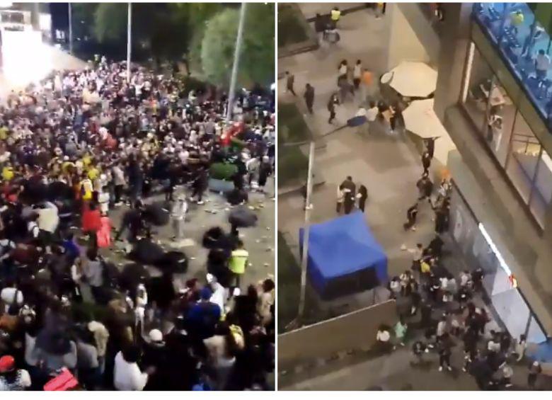 <span class="mln_uppercase_mln">Hinchas</span><b><span class="mln_uppercase_mln"> colombianos y venezolanos se enfrentaron en Bogotá tras terminarse el partido de Eliminatorias. FOTO: REDES SOCIALES</span></b>