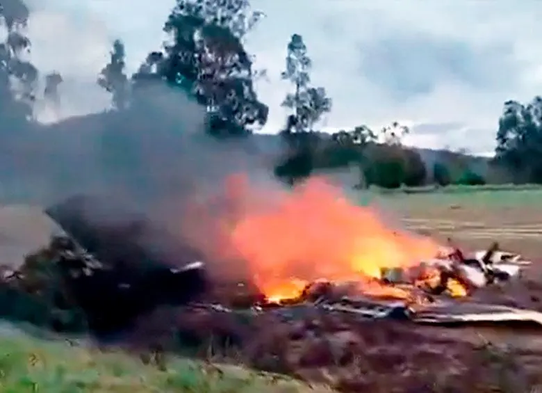 Lugar del siniestro de la avioneta con matrícula N325FA, ocurrido entre Paipa y Duitama (Boyacá), donde murió el cantante Yeison Jiménez junto a otros cinco ocupantes. FOTO captura de video