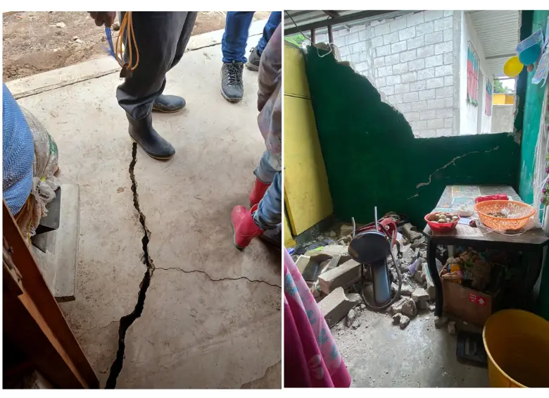 Así quedaron algunas de las viviendas afectadas por secuencia sísmica en Amatitlán, Guatemala. FOTO: @ConredGuatemala