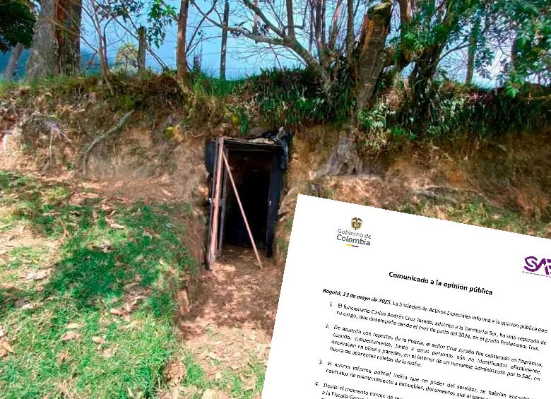 Imagen de referencia de una caleta y laboratorio de drogas en Antioquia. Foto: cortesía