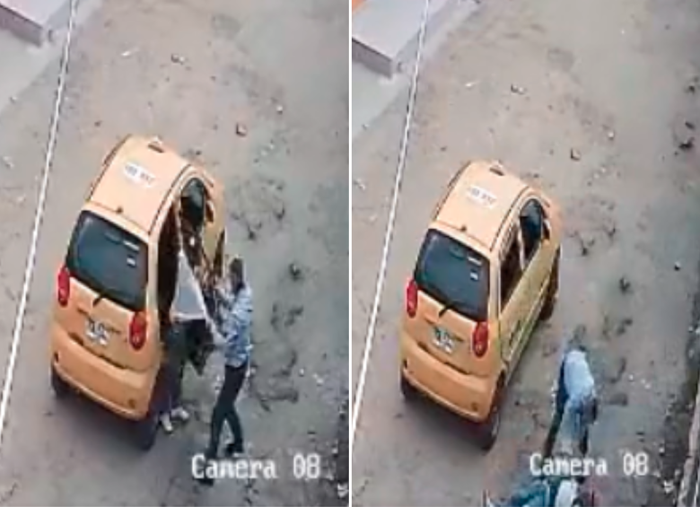 En el video quedó registrado el forcejeo del taxista con el adulto mayor en plena vía pública de la ciudad de Ibagué, capital del departamento de Tolima. FOTO CAPTURA DE VIDEO