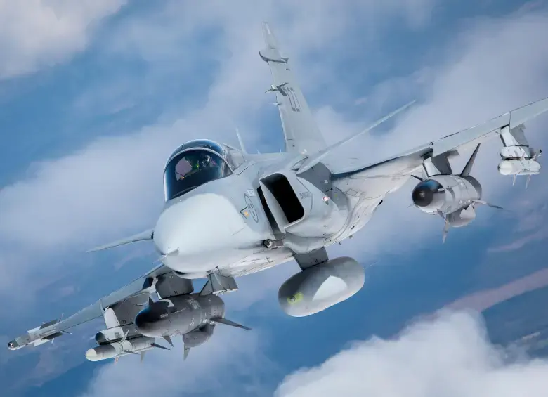 Los aviones suecos tienen capacidad tecnológica de avanzada y compitieron en la oferta junto a los F-16 de Estados Unidos y los Rafale de Francia. Foto: Suministrada. 