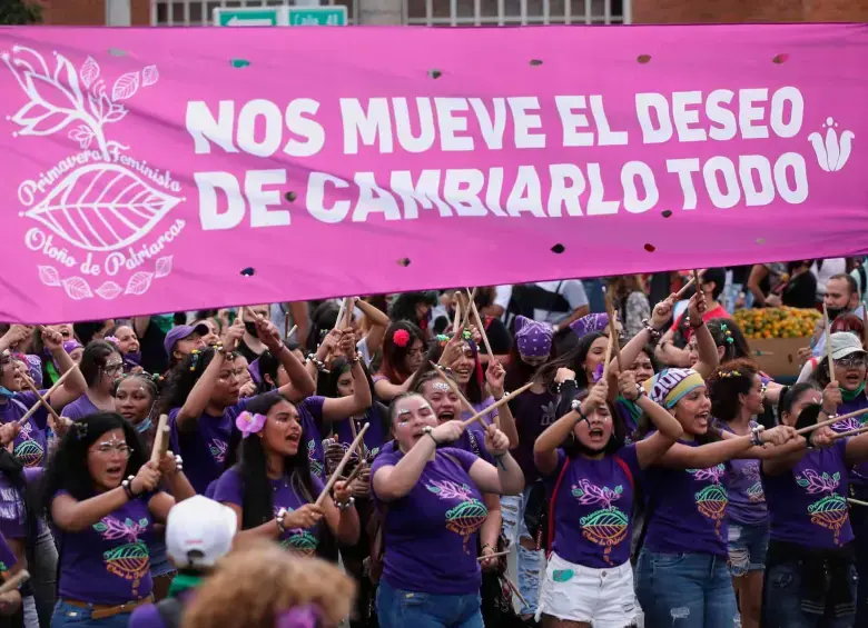 Marchas feministas en Medellín. Foto: EL COLOMBIANO.