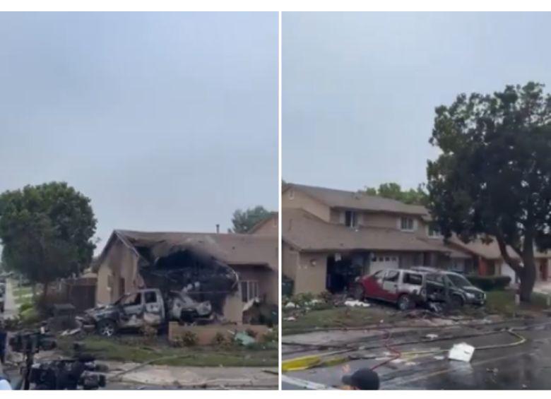 <span class="mln_uppercase_mln">La</span><b><span class="mln_uppercase_mln"> avioneta que se estrelló en California en la madrugada de este jueves 22 de mayo dejó varias filas de autos quemados y al menos una casa dañada. </span></b><span class="mln_uppercase_mln">FOTO: Redes sociales</span>