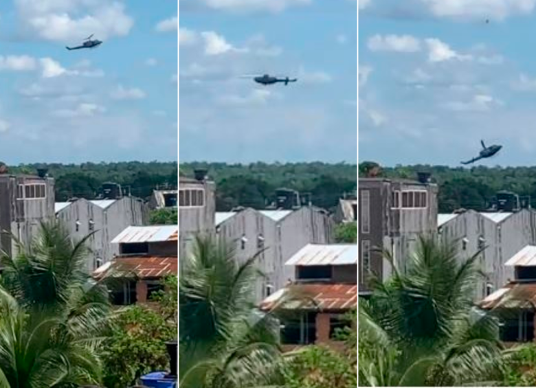 A través de redes sociales se difundieron imágenes de los instantes en los que cayó el helicóptero en Chocó, que al parecer tuvo fallas mecánicas. FOTO CAPTURA DE PANTALLA