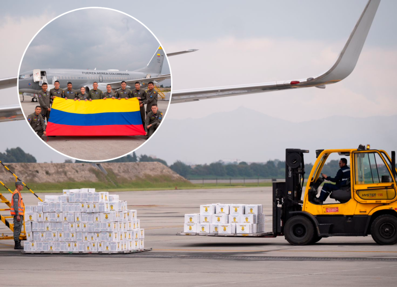 El avión de la Fuerza Aeroespacial Colombiana (FAC) partirá en la tarde de este miércoles con la ayuda humanitaria para la Franja de Gaza y volverá con 100 colombianos. FOTO: Colprensa