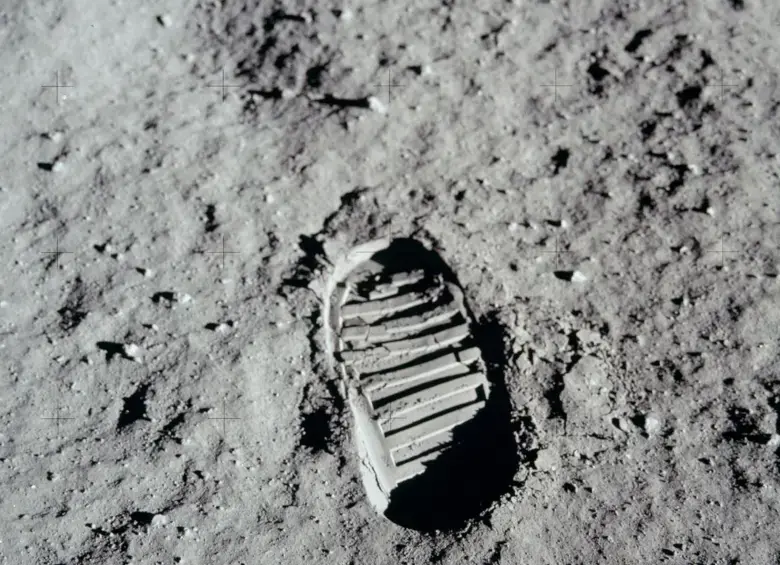 La huella que dejó Buzz Aldrin en la Luna en 1969. Foto: Nasa