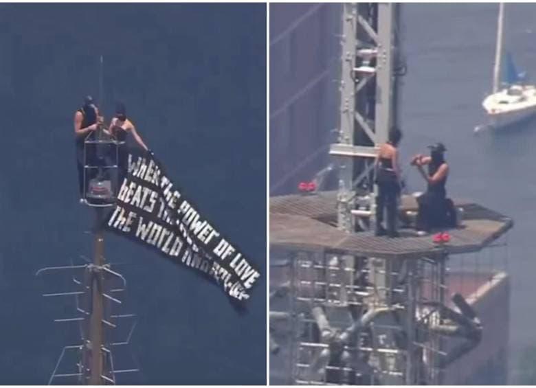 Angelina Nikolau e Ivan Kuznetsov recuperaron su libertad bajo supervisión judicial tras comparecer ante un tribunal de Manhattan por escalar ilegalmente el Empire State Building. FOTO: Redes sociales.