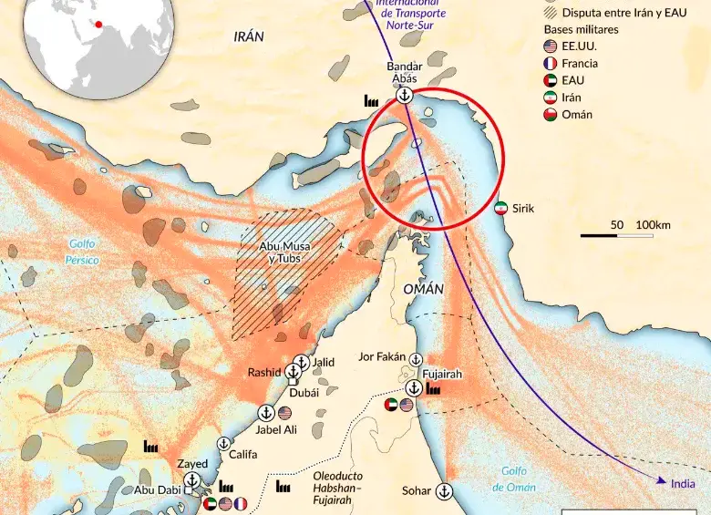 Mapa de ElOrdenMundial.com para entender la importancia del estrecho de Ormuz.