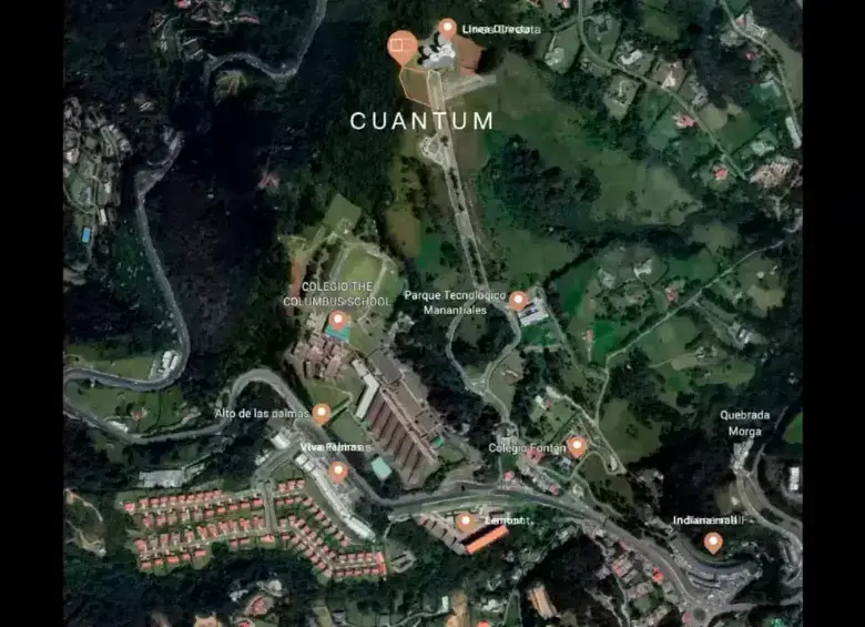 Ubicación del proyecto Cuantum, en el Alto de las Palmas. FOTO: Cortesía