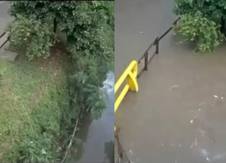 Algunas de las calles inundadas en Medellín. FOTO: Captura video de redes sociales cámaras de seguridad