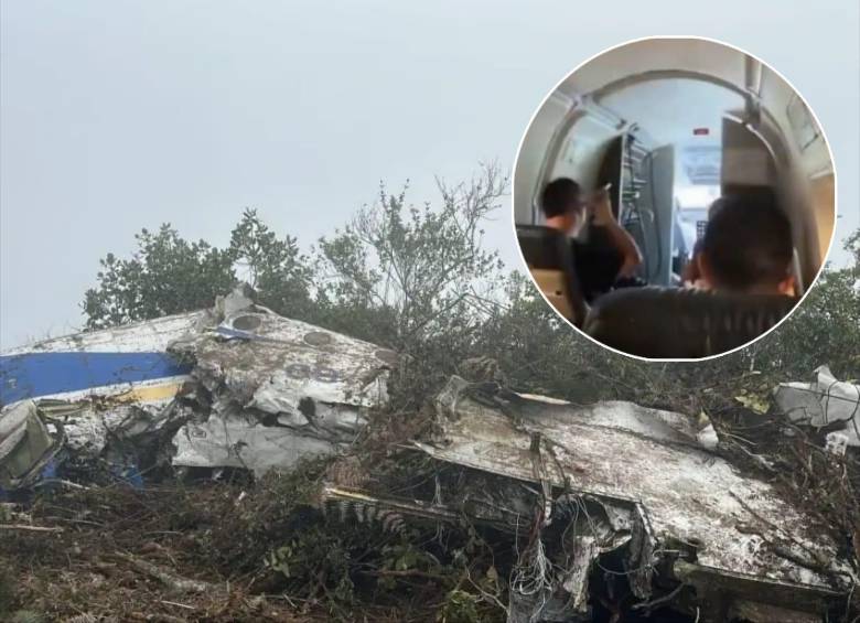 Imágenes captadas dentro del avión de Satena muestran a pasajeros y tripulación minutos antes del despegue del vuelo que se accidentó en Norte de Santander. FOTO: Redes sociales, captura de video. 