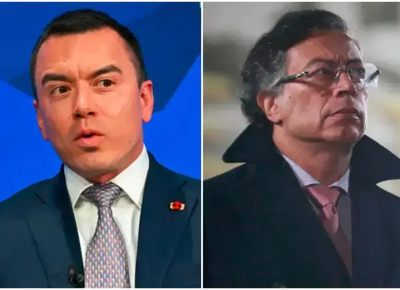 Presidente de Ecuador, Daniel Noboa; y presidente de Colombia, Gustavo Petro. Foto: Colprensa y AFP