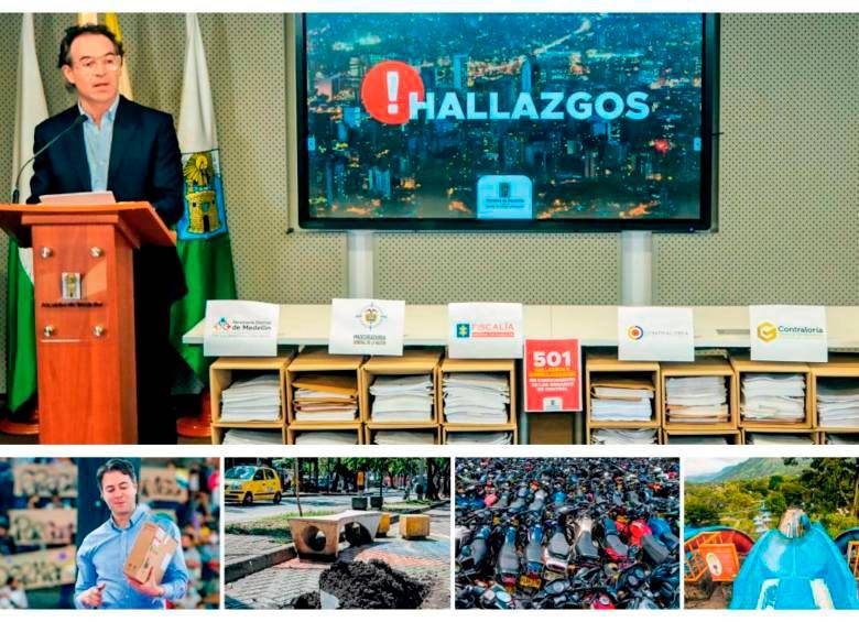 El pasado 4 de marzo, el alcalde Federico Gutiérrez presentó 501 hallazgos de presunta corrupción en el gobierno de Daniel Quintero, que han venido documentándose entre 2020 y 2023. FOTO: EL COLOMBIANO
