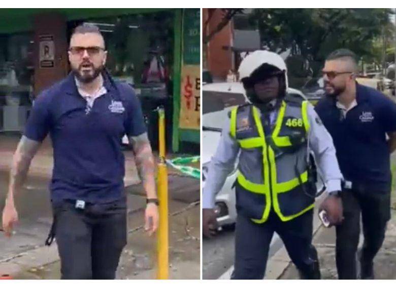<span class="mln_uppercase_mln"> Un</span><b><span class="mln_uppercase_mln"> agente de tránsito sufrió un ataque racista en el sector de El Peñón, en Cali. FOTO: Captura de video</span></b>
