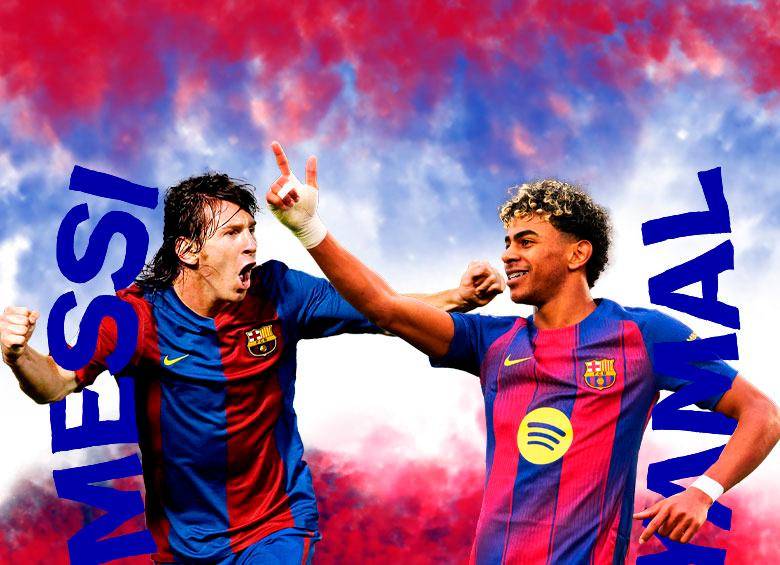 En la foto se ve a Lionel Messi cuando tenía 19 años y marcó su primer triplete, en un partido contra el Real Madrid. Lamine Yamal, por su parte, suma 18 tantos y 14 asistencias esta temporada con el Barcelona de España. <span class="mln_uppercase_mln">FOTO</span><b><span class="mln_uppercase_mln"> GETTY</span></b>