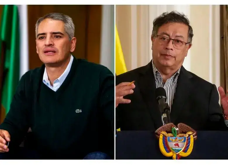 El gobernador de Antioquia, Andrés Julián Rendón, y el presidente Gustavo Petro. FOTO COLPRENSA