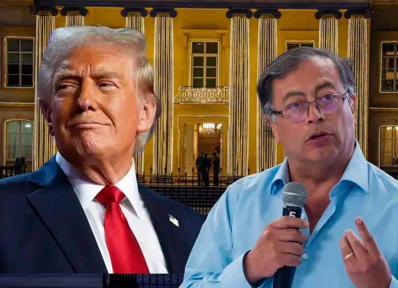 El presidente Donald Trump de Estados Unidos y Gustavo Petro, mandatario de Colombia. FOTOS AFP Y PRESIDENCIA 