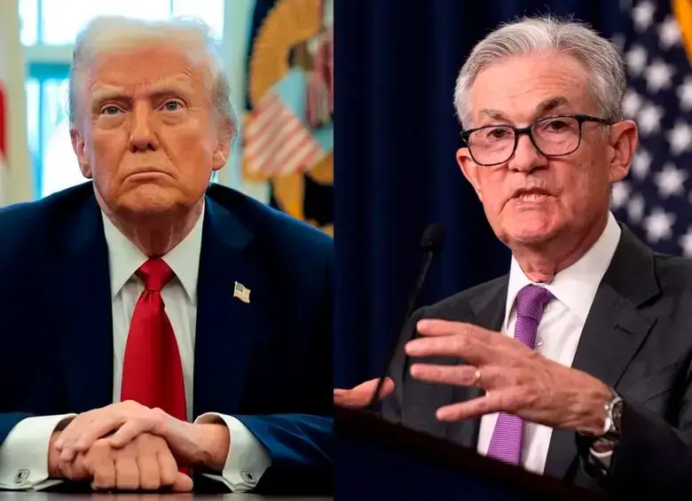 Presidente Donald Trump y presidente de la FED, Jerome Powell. FOTO TOMADA DE REDES SOCIALES