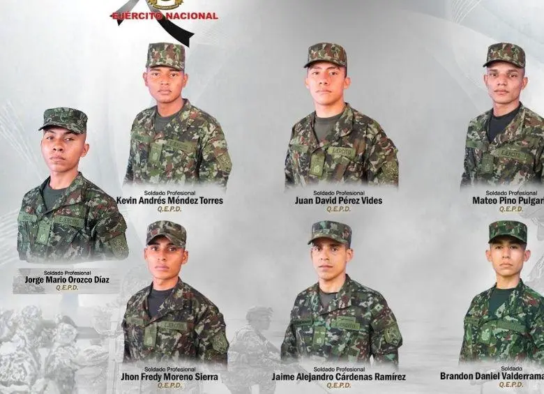 <span class="mln_uppercase_mln">Los</span><b><span class="mln_uppercase_mln"> siete soldados muertos por ataque con drones del ELN. FOTO: EJÉRCITO</span></b>