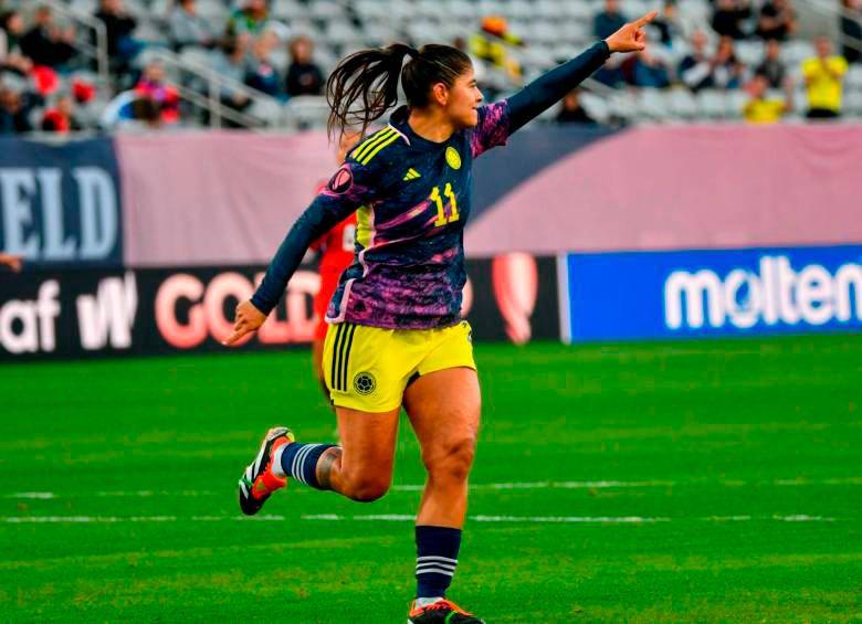 La atacante antioqueña Catalina Usme es la goleadora histórica de la Selección Colombia femenina con 52 anotaciones. La última fue en el duelo ante Panamá en la Copa Oro 2024. FOTO: TOMADA DEL X DE @FCFSeleccionCol