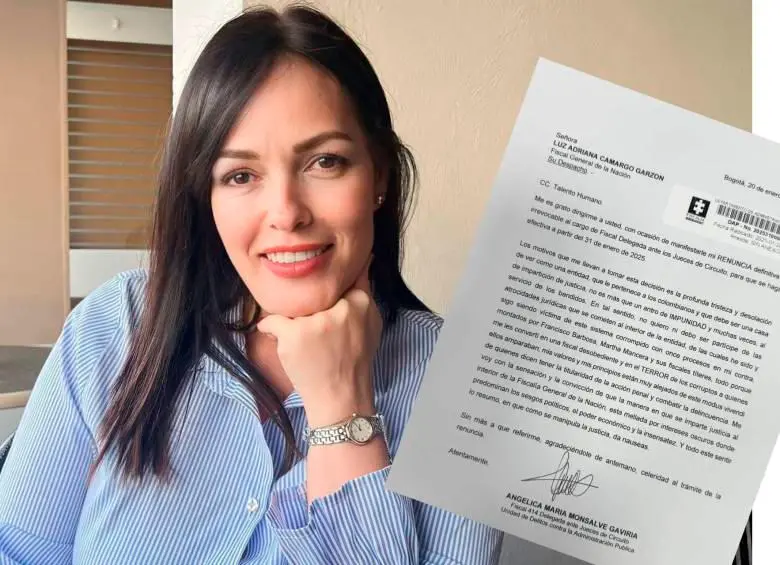 Angélica Monsalve presentó su renuncia a la Fiscalía este 20 de enero. FOTO CORTESÍA