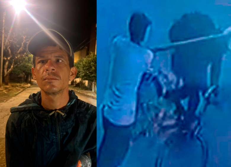 Las cámaras de seguridad captaron el momento en el que Junior Alfredo Rosales agredió al ciclista. FOTOS CORTESÍA 