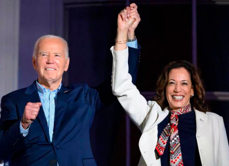 Desde que abandonó la candidatura, Joe Biden siempre apoyó a Kamala Harris, su vicepresidenta, para que lo reemplazara en la contienda contra Donald Trump. FOTO: AFP