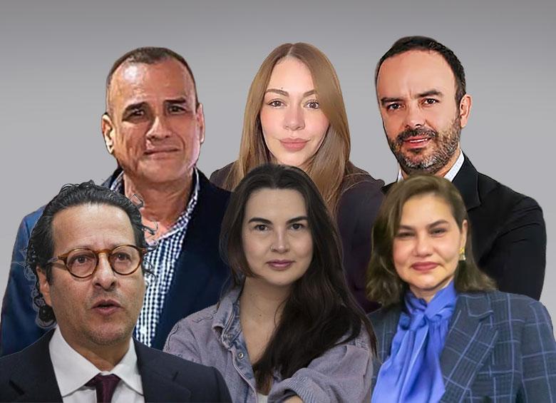 Arriba, de izquierda a derecha: Carlos René Montoya (expresidente de Colpensiones), Diana Andrade y Carlos Sepúlveda (le quitaron nombramiento en el DNP). Abajo: Ricardo Valencia (ahora exdirector del Dane), Hannah Escobar (renunció al MinSalud) y Magda Yolima Amaya (salió del MinTIC). Fotos: Cortesía y Redes sociales.