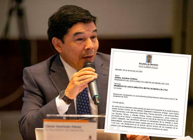 El alcalde (e) Óscar Hurtado confirmó la cancelación de la junta, tras la petición de varios miembros de la misma. FOTO EL COLOMBIANO