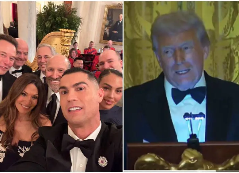 El futbolista Cristiano Ronaldo estuvo con su pareja Georgina Rodríguez durante un evento oficial de la Casa Blanca, en Estados Unidos. FOTO: REDES SOCIALES