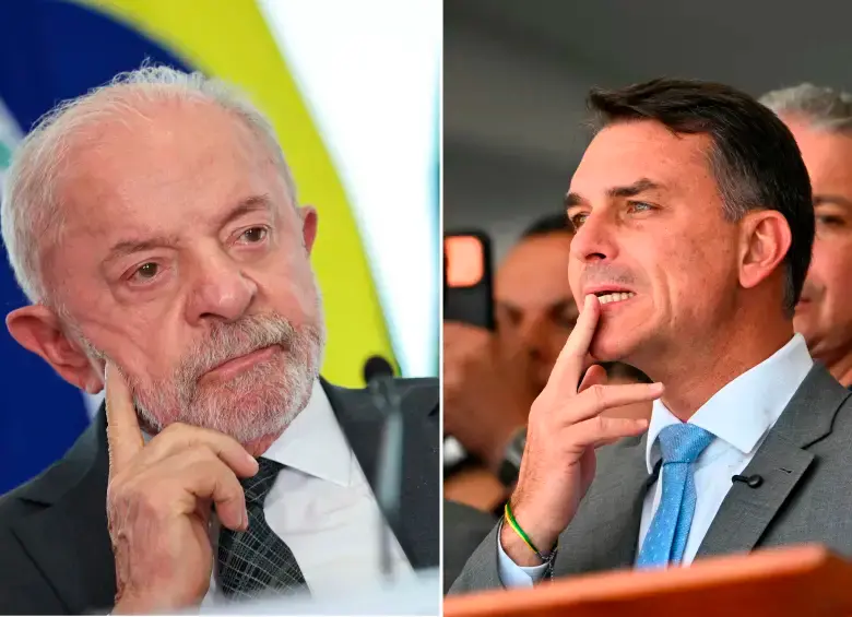Luiz Inácio Lula da Silva y Flávio Bolsonaro. FOTO AFP