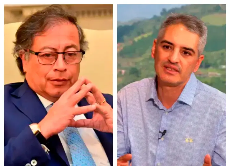 El gobernador de Antioquia, Andrés Julián Rendón (der.) refutó algunas de las afirmaciones de la alocución del presidente Petro (izq,) anoche en televisión. FOTOS: Presidencia y El Colombiano.