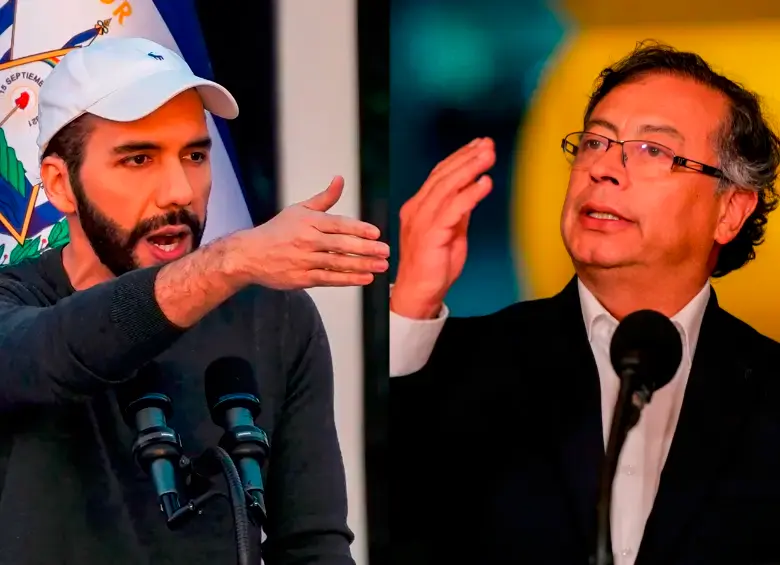 El presidente de El Salvador, Nayib Bukele, y el presidente de Colombia, Gustavo Petro. FOTO GETTY