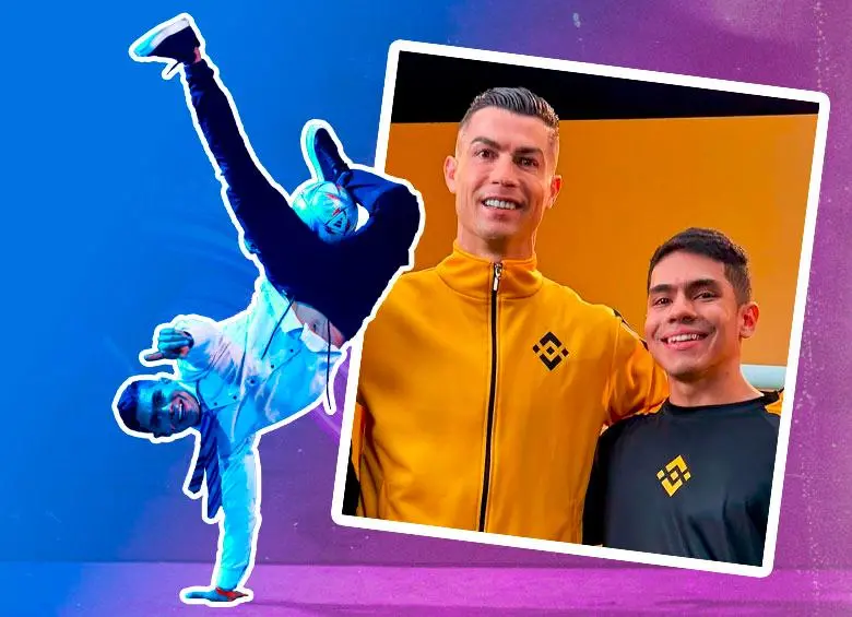Sebastián, junto a su ídolo Cristiano Ronaldo. FOTO Y DISEÑO MANUEL SALDARRIAGA Y JUAN CAMILO OSPINA